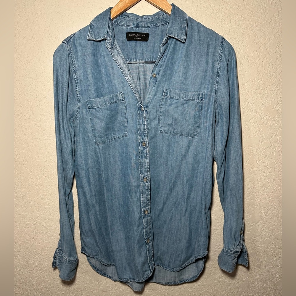 Banana Republic Light Blue Denim Top XSmall